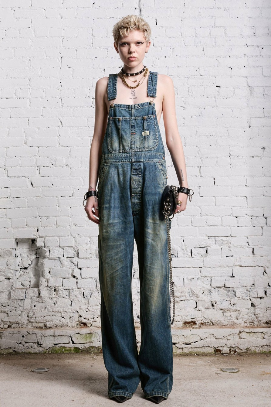 R13 D'Arcy Overall - Clinton Blue Wide Leg