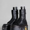 R13 Double Stack Boot - Black With Floral Platform Boots