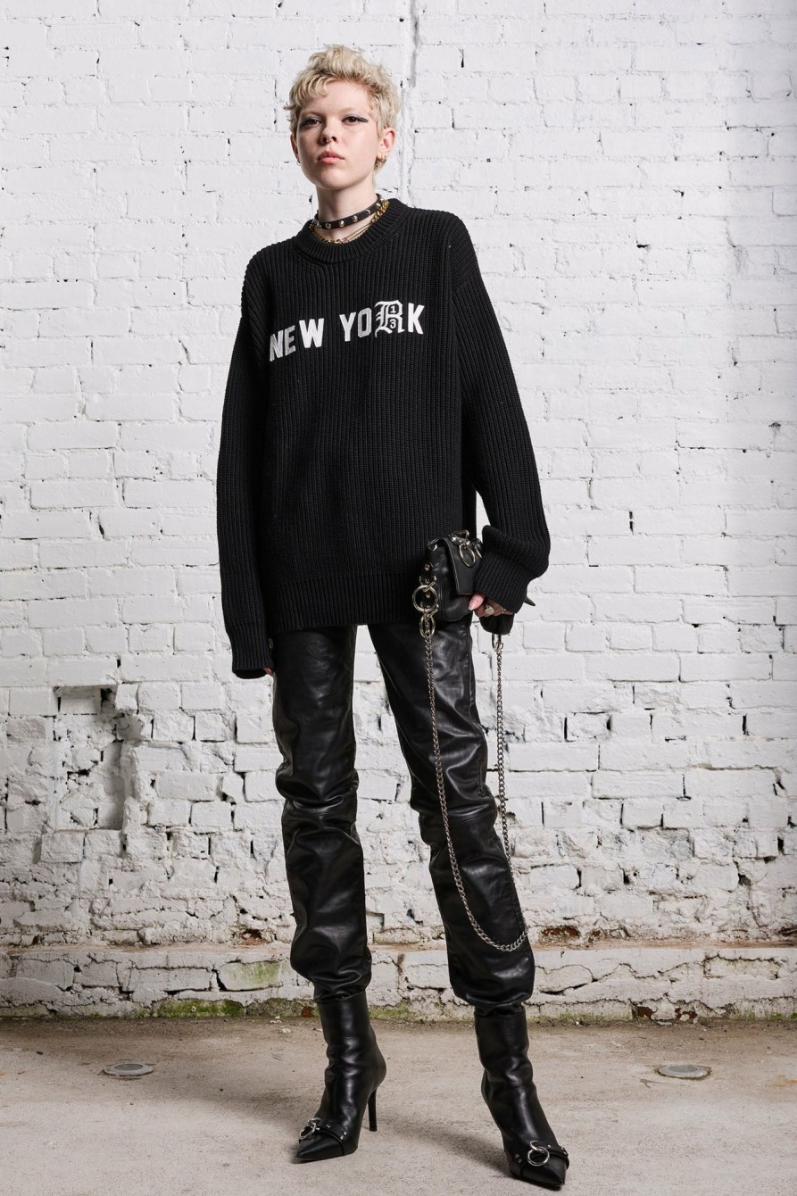 R13 R13 New York Boyfriend Sweater - Black Sweaters