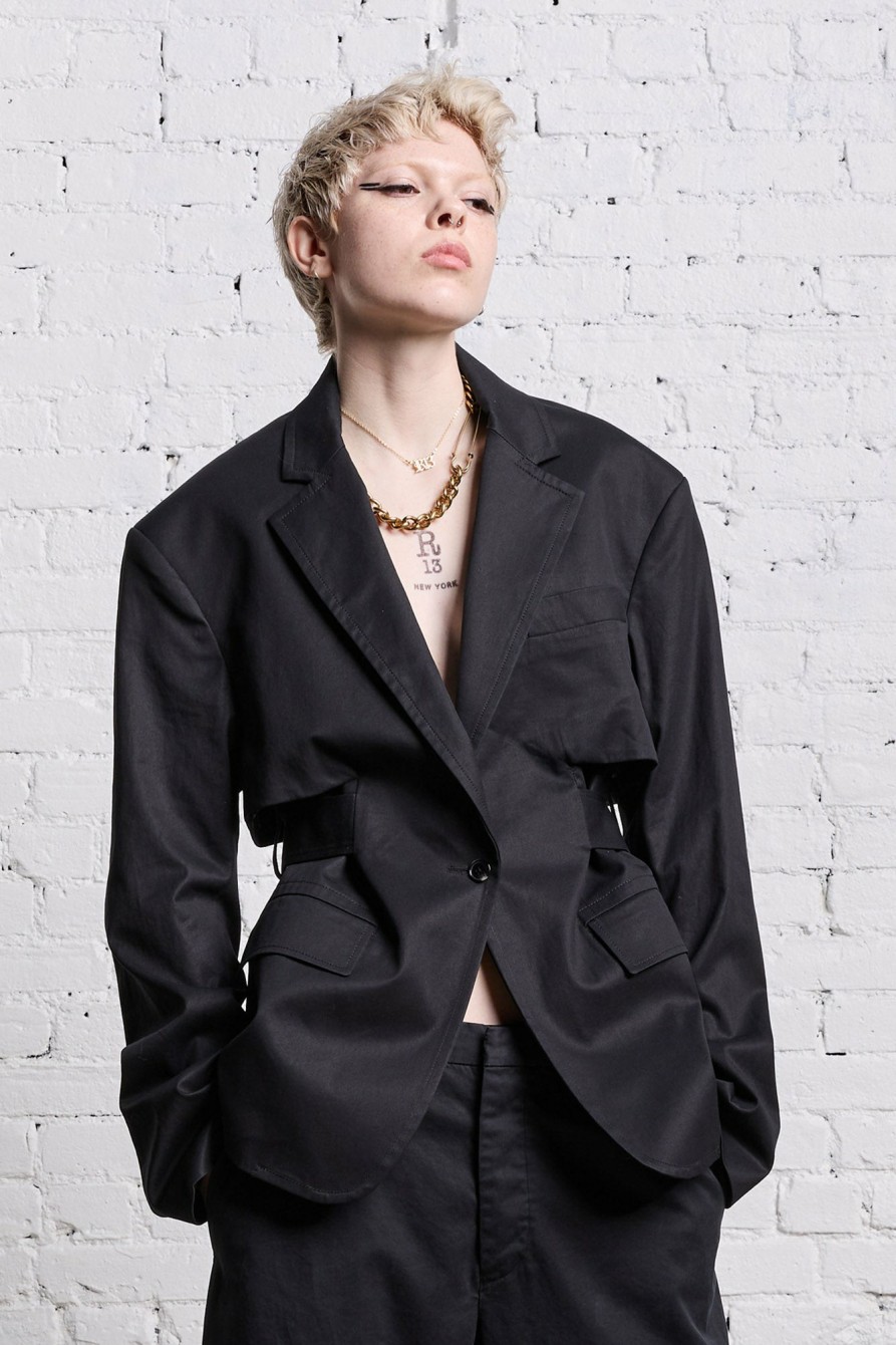 R13 Trench Vent Blazer - Black Jackets & Coats