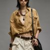 R13 Crossover Utility Bubble Shirt - Khaki Tops